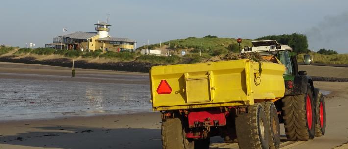 zeeland, trekker, kipper, rijden, strand 