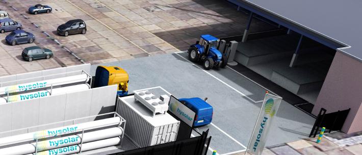 Hysolar met New Holland waterstoftrekker bij Jos Scholman.
