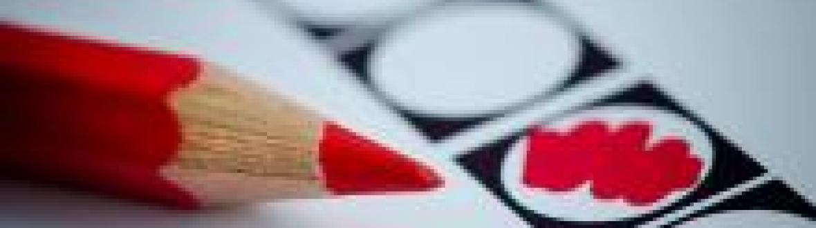 stem, rood potlood, kiezen