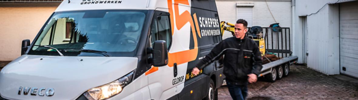 Jarno Schepers, grondverzet, minikraan, werkbusje, bedrijfsauto, bedrijfswagen