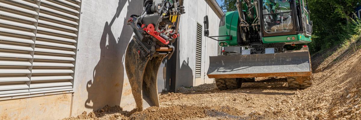 rototilt draaikantel op mobiele graafmachine