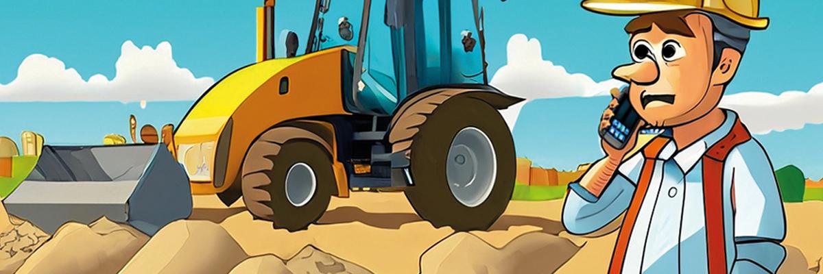 Bellen, aannemer, werkvoorbereider, shovel, animatie