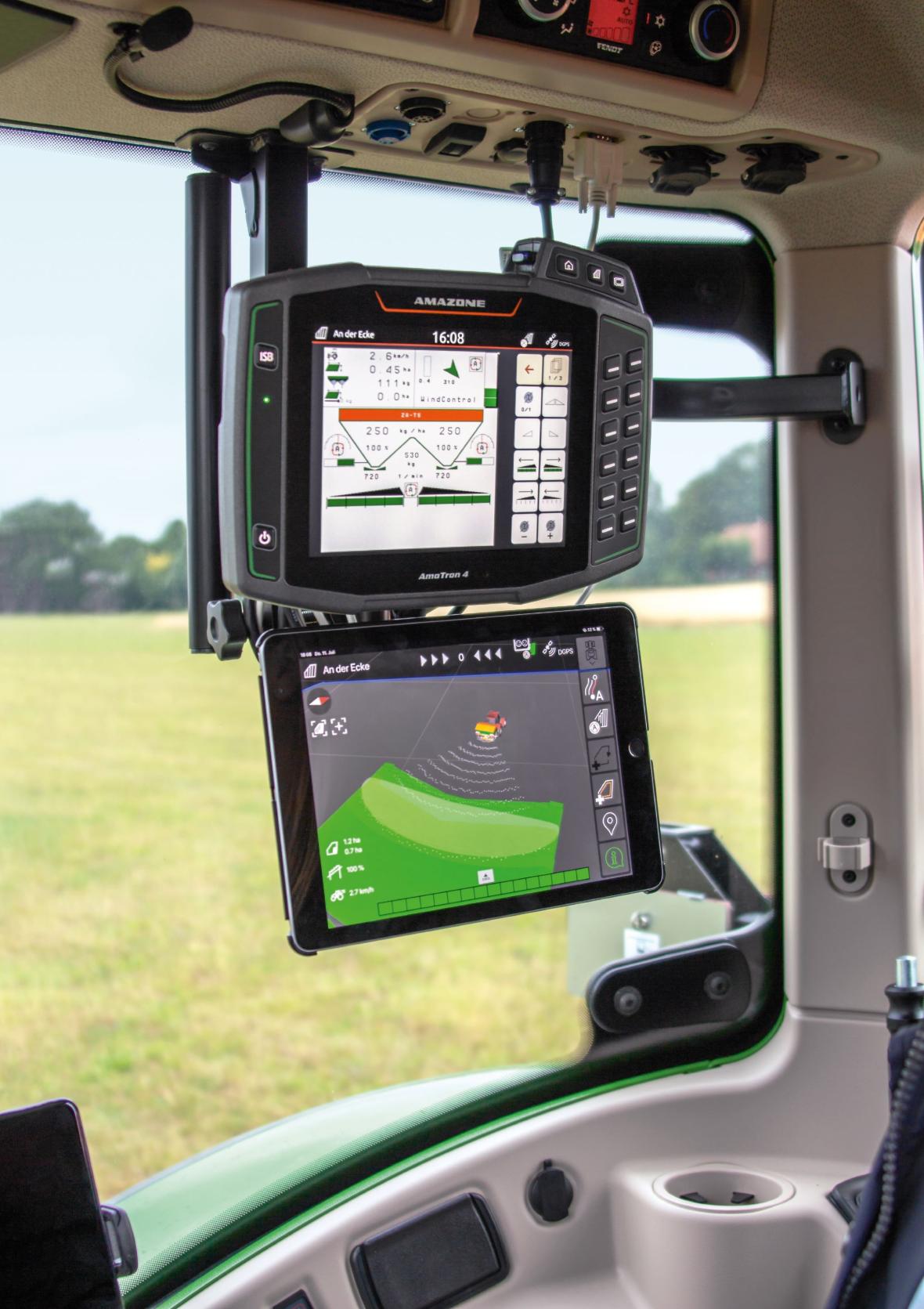 Met de nieuwe AmaTron Twin-app levert Amazone een schermuitbreiding voor de Isobus-terminal AmaTron 4 via de integratie van een mobiel apparaat, zoals een iPad.