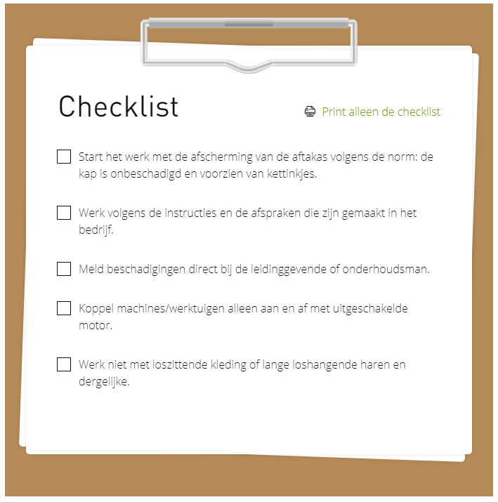 Checklist aftaktussenas