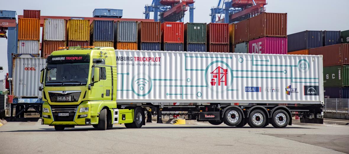 MAN test autonome truck in Hambugse haven