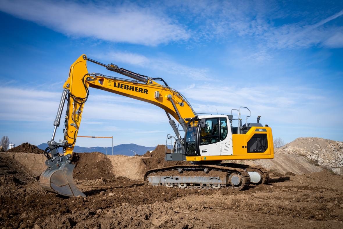 lieca op Liebherr -8 rupsgraafmachine