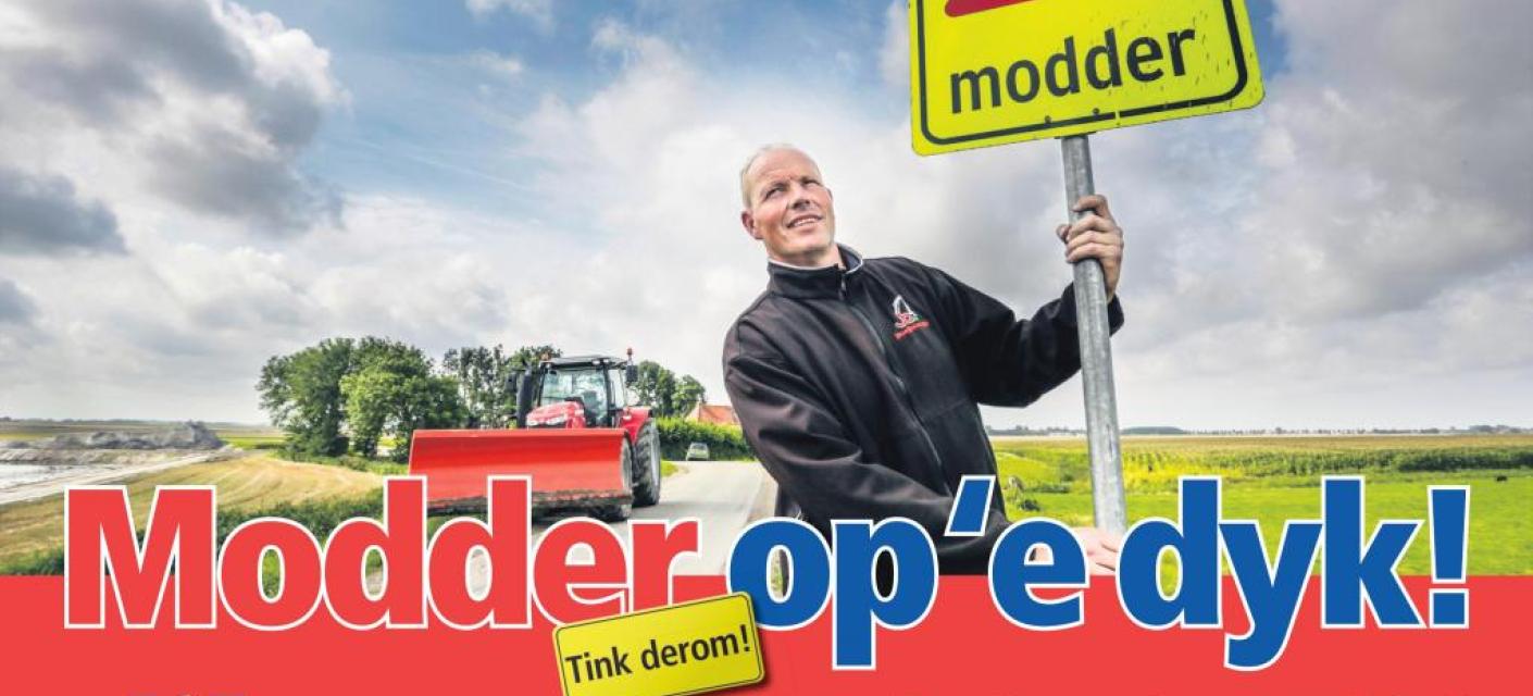 Friesland modder op de weg